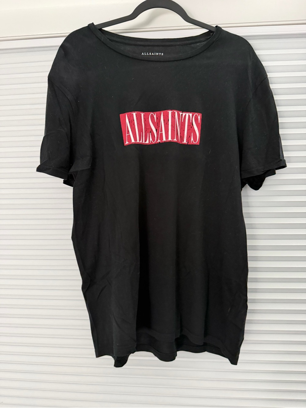 All Saints Men’s Black Logo Graphic T-Shirt - Red Logo